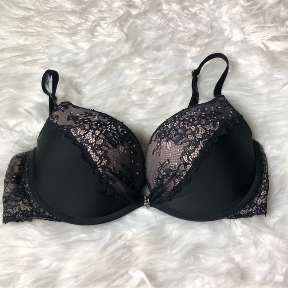 Victoria’s Secret Black Lace Padded Demi Wired Bra 34D - Picture 1 of 8